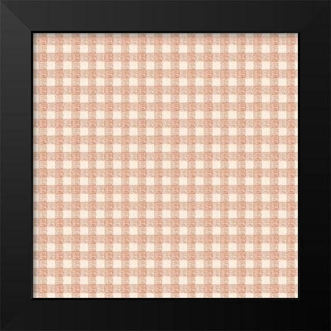 Picnic Checkered Pattern Black Modern Wood Framed Art Print by Sweet Melody Designs