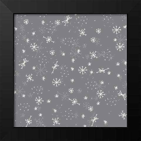 Snowfall Pattern 1 V3 Black Modern Wood Framed Art Print by Sweet Melody Designs