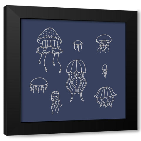 Jellyfish 1 Black Modern Wood Framed Art Print with Double Matting by Sweet Melody Designs