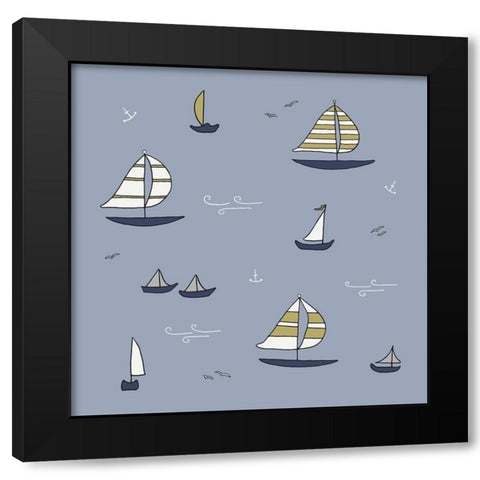 Sailboats 1 Black Modern Wood Framed Art Print by Sweet Melody Designs