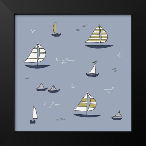 Sailboats 1 Black Modern Wood Framed Art Print by Sweet Melody Designs