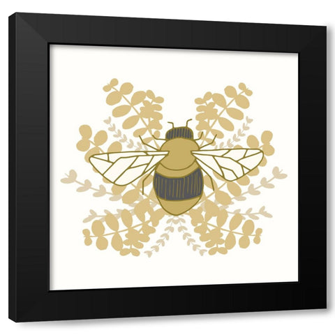 Bumblebee Laurels Black Modern Wood Framed Art Print with Double Matting by Sweet Melody Designs