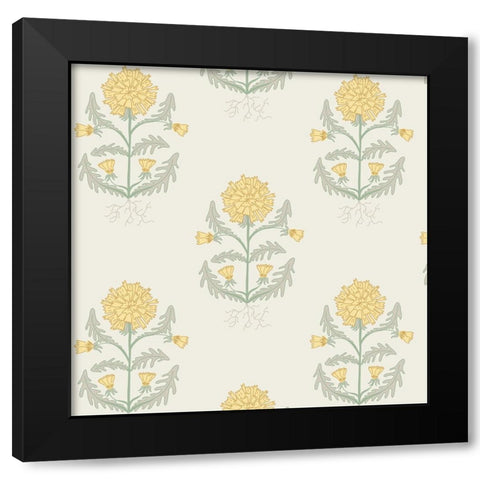 Dandelion Block Pattern 2 Black Modern Wood Framed Art Print by Sweet Melody Designs
