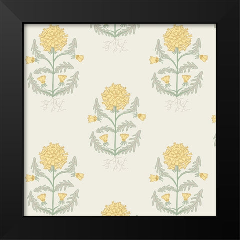 Dandelion Block Pattern 2 Black Modern Wood Framed Art Print by Sweet Melody Designs