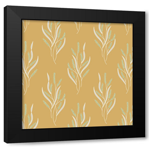 Wild Grass Block Pattern Black Modern Wood Framed Art Print with Double Matting by Sweet Melody Designs