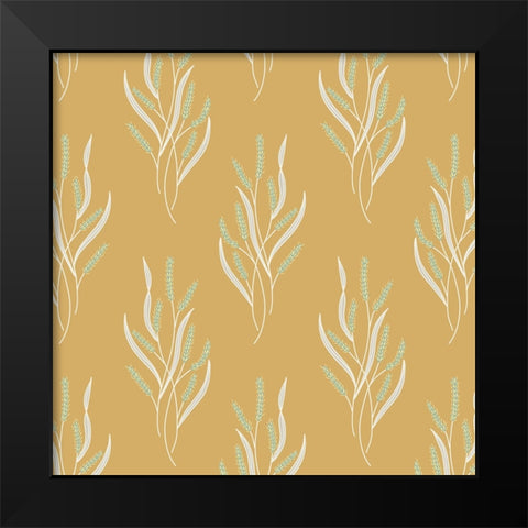 Wild Grass Block Pattern Black Modern Wood Framed Art Print by Sweet Melody Designs