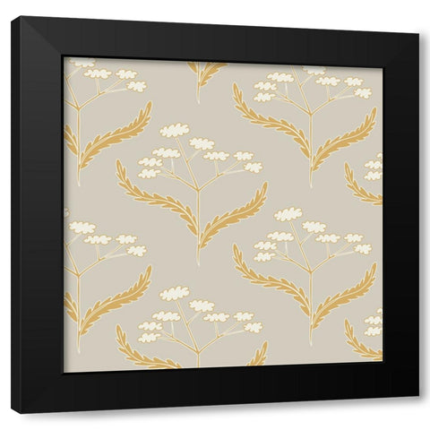Yarrow Block Pattern Black Modern Wood Framed Art Print by Sweet Melody Designs