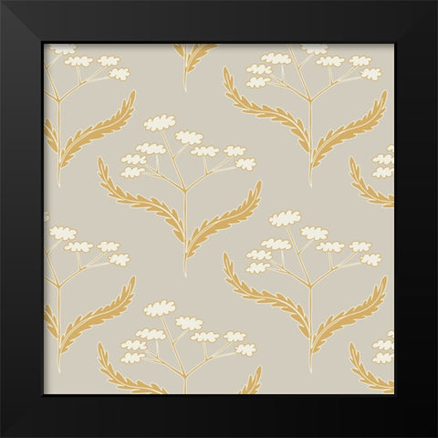 Yarrow Block Pattern Black Modern Wood Framed Art Print by Sweet Melody Designs