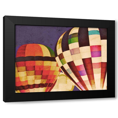 Three Hot Air Balloons Black Modern Wood Framed Art Print by Davis Ashley