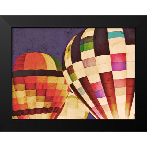 Three Hot Air Balloons Black Modern Wood Framed Art Print by Davis Ashley