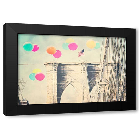 Bright balloons on bridge Black Modern Wood Framed Art Print with Double Matting by Davis Ashley