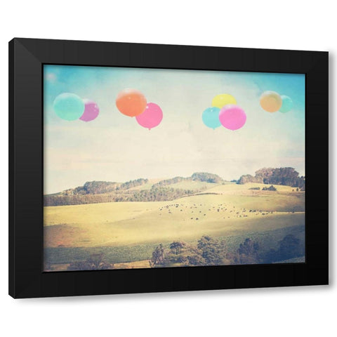 Balloons Over the Country Black Modern Wood Framed Art Print with Double Matting by Davis Ashley