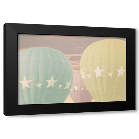 Vintage Star Balloons Black Modern Wood Framed Art Print with Double Matting by Davis Ashley