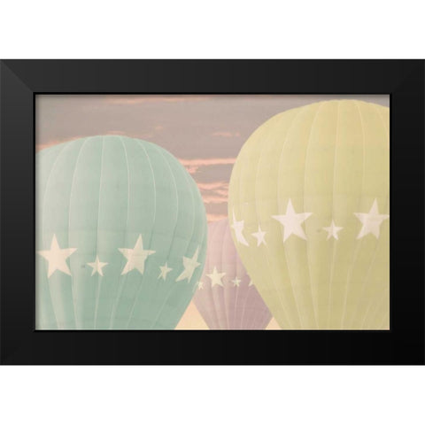 Vintage Star Balloons Black Modern Wood Framed Art Print by Davis Ashley