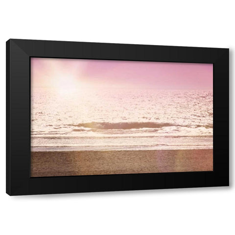 Pink Beach Sunset Black Modern Wood Framed Art Print by Davis Ashley