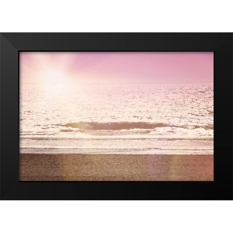 Pink Beach Sunset Black Modern Wood Framed Art Print by Davis Ashley
