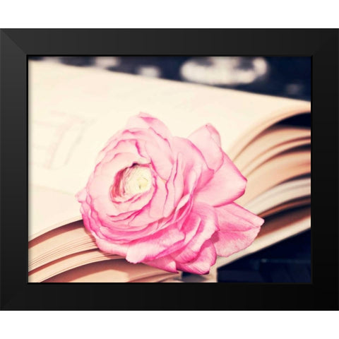 Ranuculus in book Black Modern Wood Framed Art Print by Davis Ashley