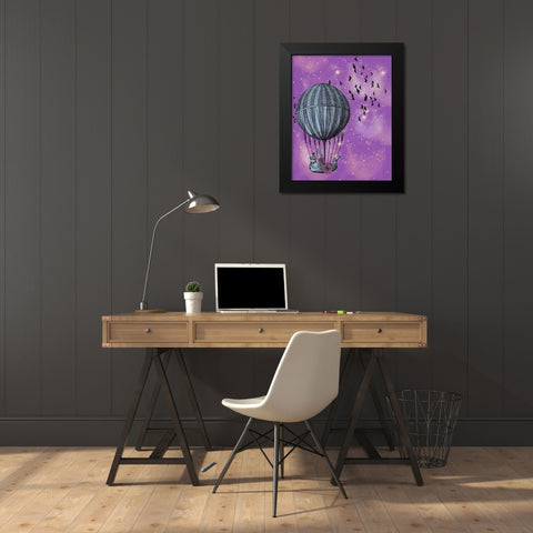 Dream Balloon Black Modern Wood Framed Art Print by Davis Ashley