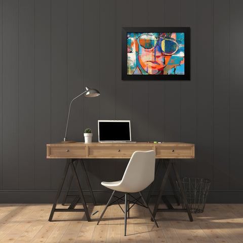 Abstract Facial Fusion Black Modern Wood Framed Art Print by Brown, Denise