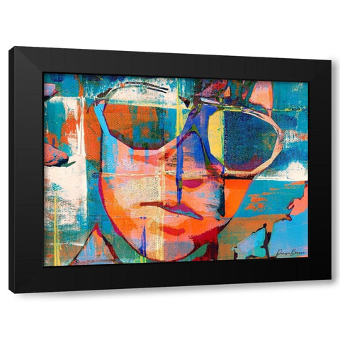 Abstract Facial Fusion Black Modern Wood Framed Art Print by Brown, Denise