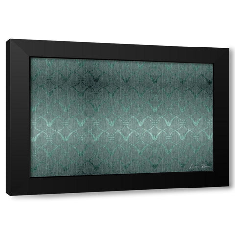 Blue Fabric Linear Burn Black Modern Wood Framed Art Print with Double Matting by Brown, Denise