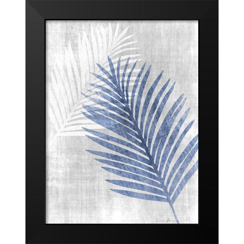 Navy Palm Silhouette 1 Black Modern Wood Framed Art Print by Brown, Denise