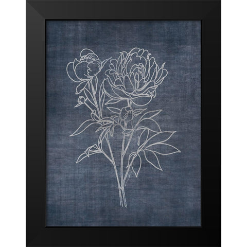 White Peony on Navy 2 Black Modern Wood Framed Art Print by Brown, Denise
