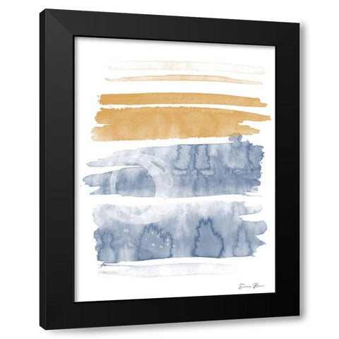 Blue and Orange Watercolor 1 Black Modern Wood Framed Art Print by Brown, Denise
