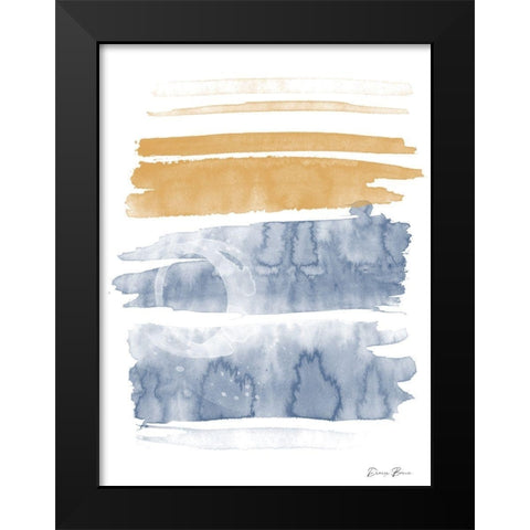 Blue and Orange Watercolor 1 Black Modern Wood Framed Art Print by Brown, Denise