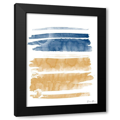 Blue and Orange Watercolor 2 Black Modern Wood Framed Art Print by Brown, Denise
