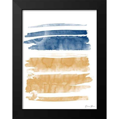 Blue and Orange Watercolor 2 Black Modern Wood Framed Art Print by Brown, Denise