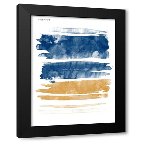 Blue and Orange Watercolor 3 Black Modern Wood Framed Art Print with Double Matting by Brown, Denise