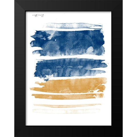 Blue and Orange Watercolor 3 Black Modern Wood Framed Art Print by Brown, Denise
