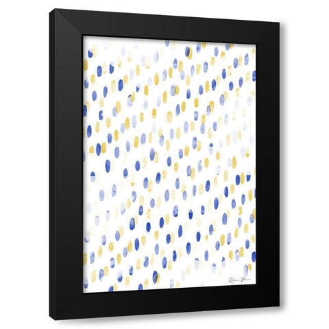 Blue Gold Dots Black Modern Wood Framed Art Print with Double Matting by Brown, Denise