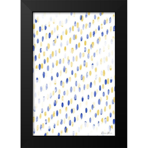 Blue Gold Dots Black Modern Wood Framed Art Print by Brown, Denise