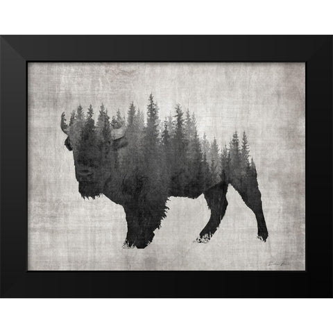 Pine Bison Black Modern Wood Framed Art Print by Brown, Denise