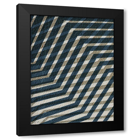 Blue Geometric 1 Black Modern Wood Framed Art Print with Double Matting by Brown, Denise