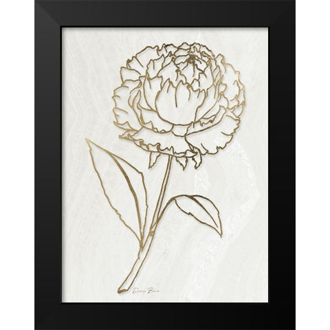 Golden Peony 1 Black Modern Wood Framed Art Print by Brown, Denise
