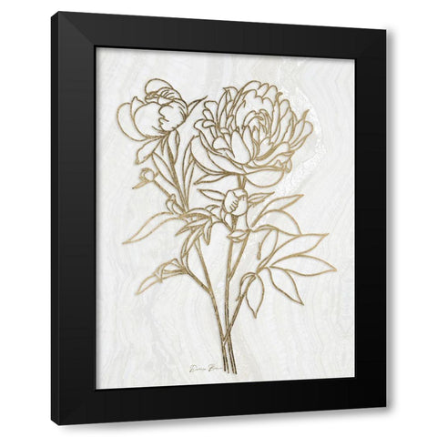 Golden Peony 2 Black Modern Wood Framed Art Print with Double Matting by Brown, Denise