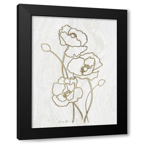 Golden Peony 3 Black Modern Wood Framed Art Print with Double Matting by Brown, Denise