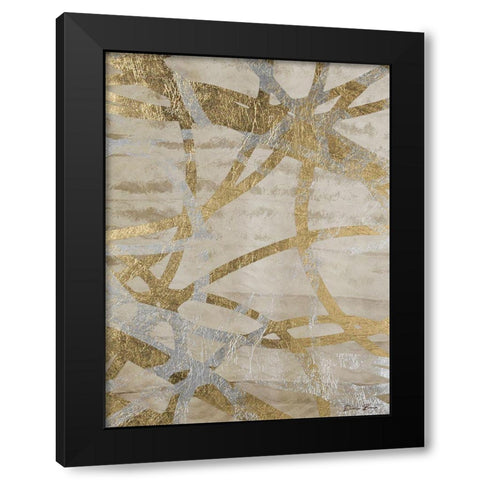 Golden and Silver Rings Black Modern Wood Framed Art Print with Double Matting by Brown, Denise
