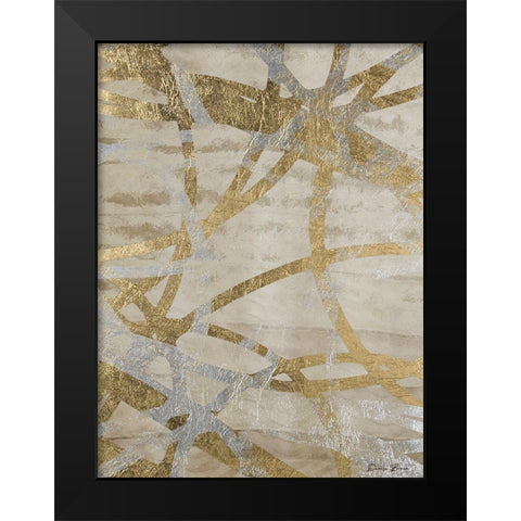 Golden and Silver Rings Black Modern Wood Framed Art Print by Brown, Denise