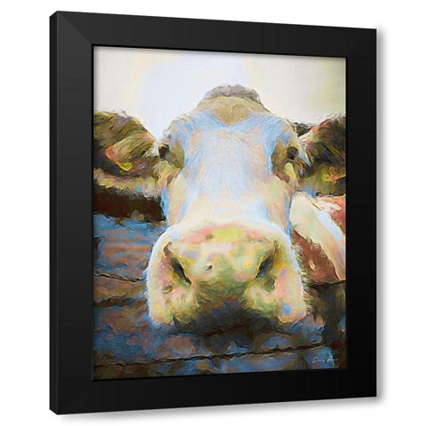 Hello Black Modern Wood Framed Art Print by Brown, Denise