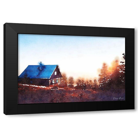 Cabin on a Hill Black Modern Wood Framed Art Print with Double Matting by Brown, Denise