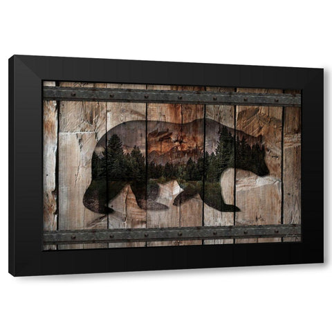Mountain Bear Silhouette Black Modern Wood Framed Art Print with Double Matting by Brown, Denise