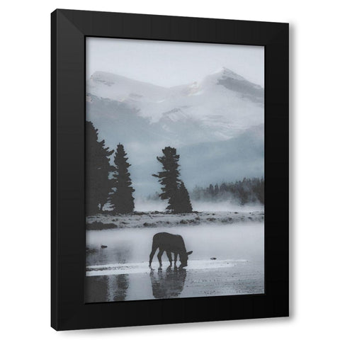 Mountain Silhouette Black Modern Wood Framed Art Print with Double Matting by Brown, Denise
