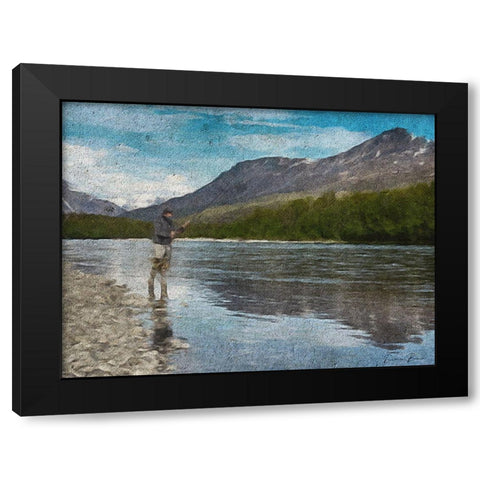 River Time Black Modern Wood Framed Art Print with Double Matting by Brown, Denise