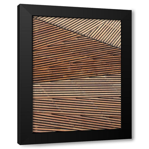 Geometric Wood Panel 2 Black Modern Wood Framed Art Print with Double Matting by Brown, Denise
