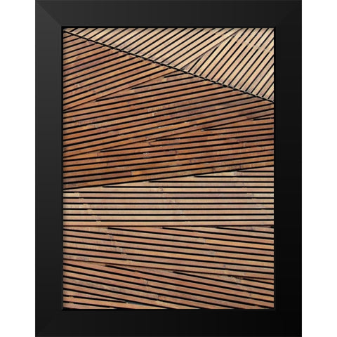 Geometric Wood Panel 2 Black Modern Wood Framed Art Print by Brown, Denise