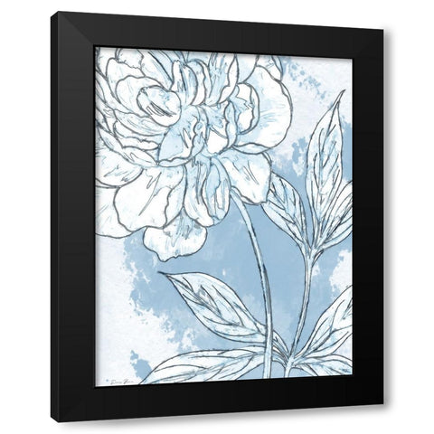 Blue Floral 1 Black Modern Wood Framed Art Print with Double Matting by Brown, Denise